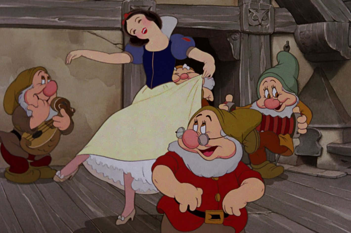 Snow White with the enchanted forest dwarfs