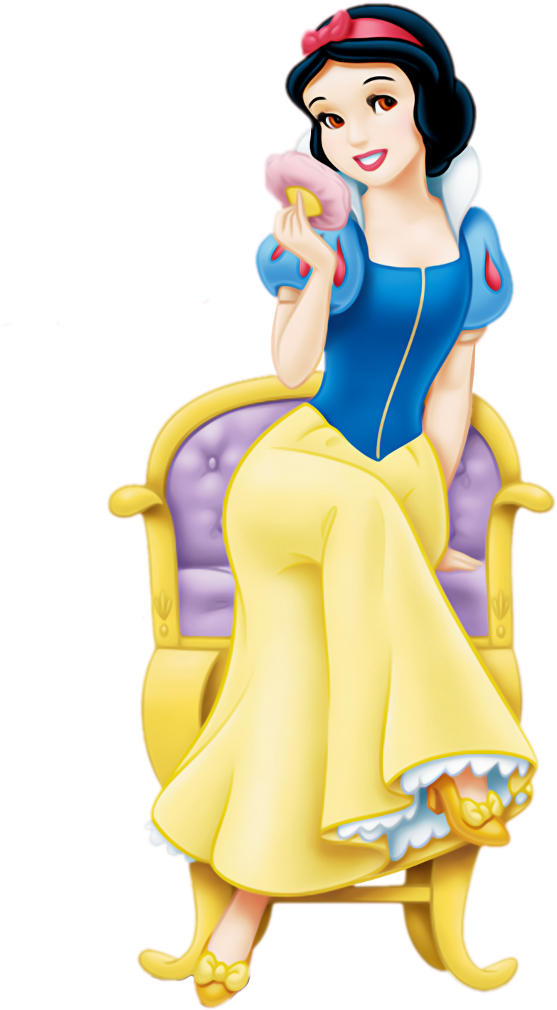 Snow White Seatedon Golden Chair PNG
