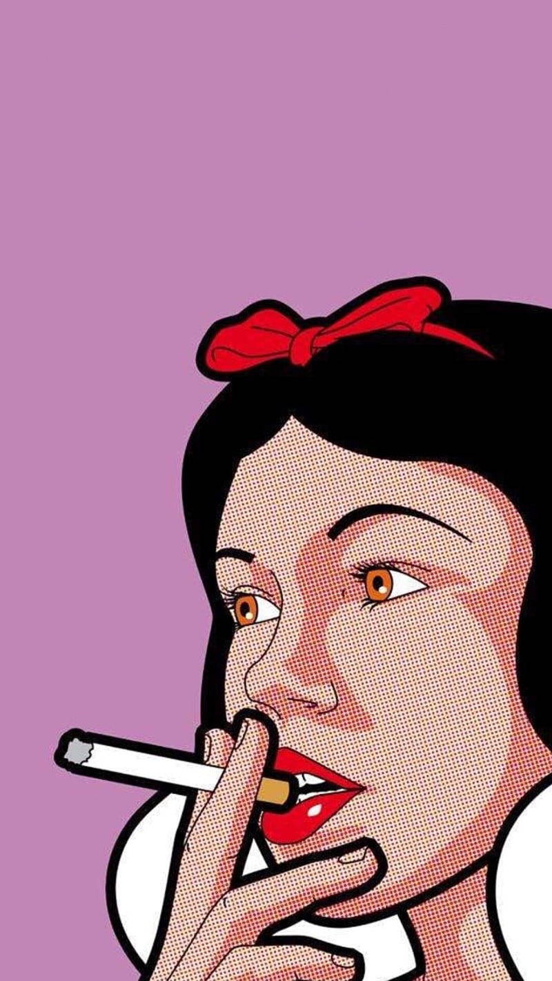 Snow White Smoking Pop Art Wallpaper