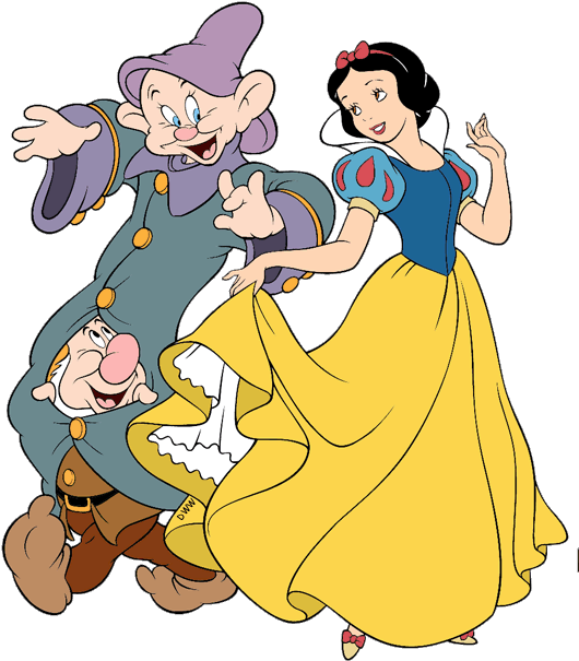 Snow White With Dwarfs Illustration PNG