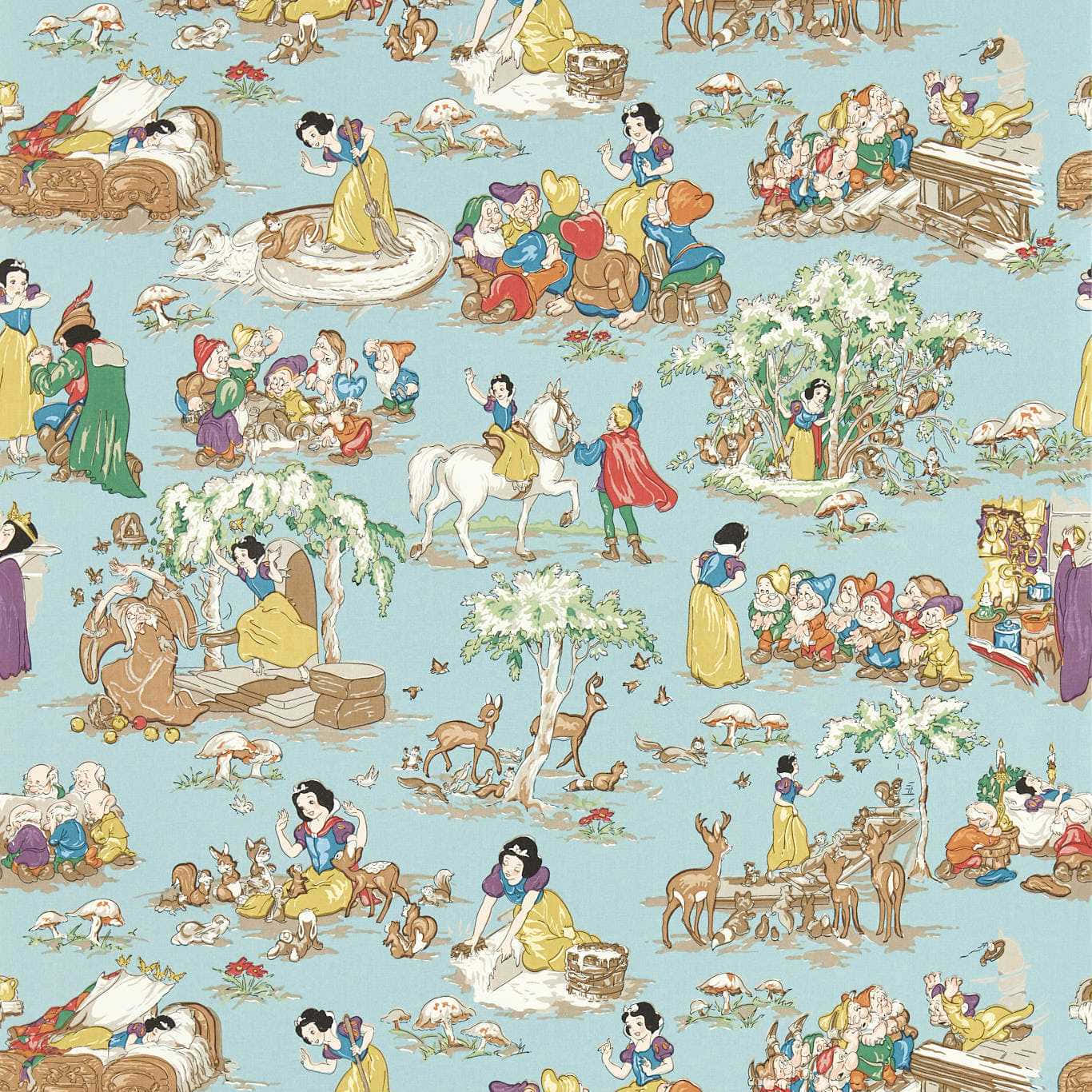 Snow Whiteand Seven Dwarfs Pattern Wallpaper