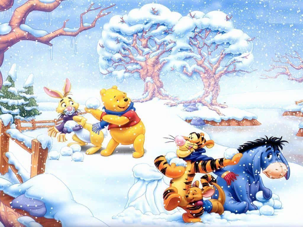 Joyful snowball fight in winter wonderland Wallpaper