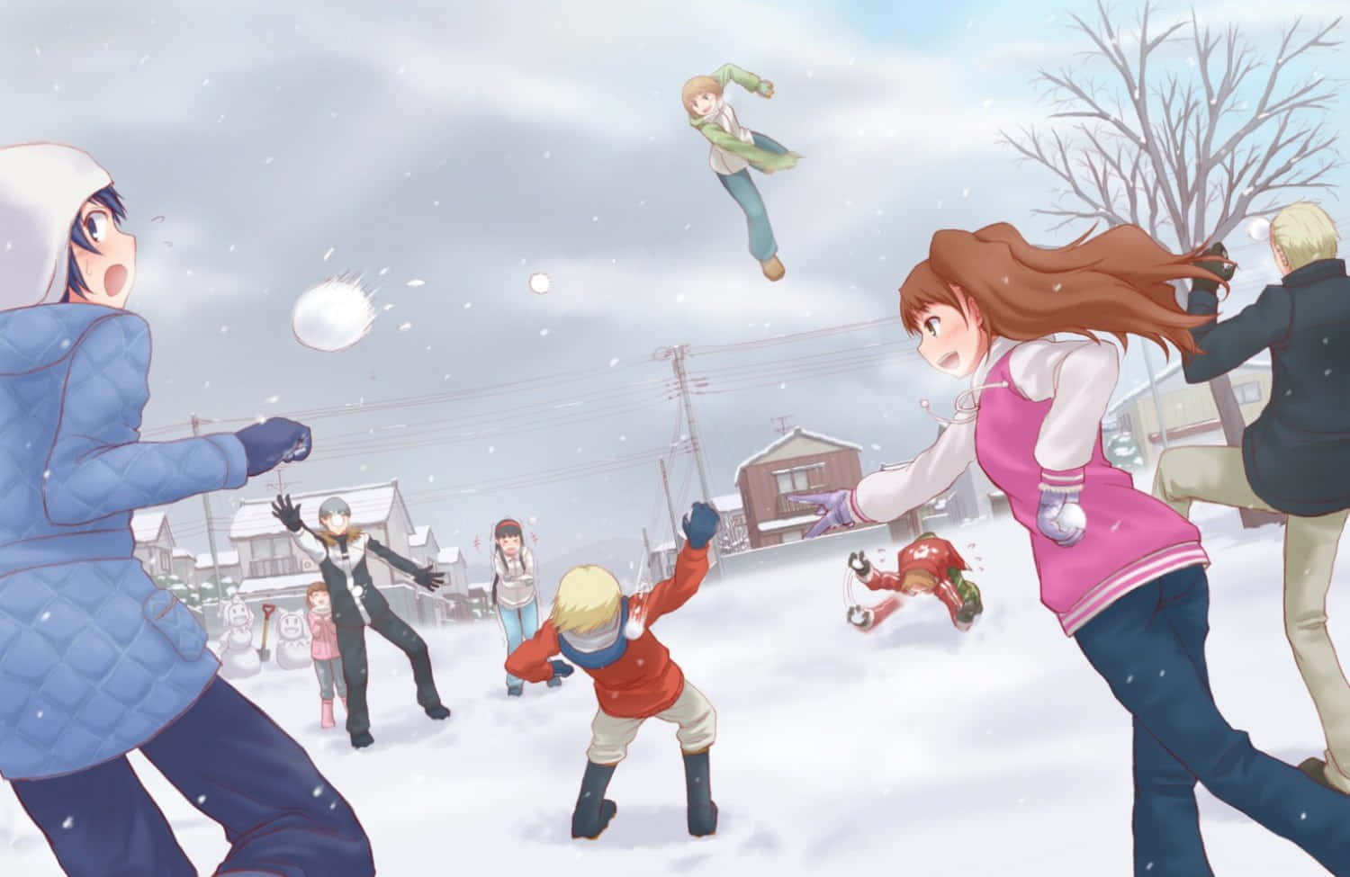 Snowball Fight in Winter Wonderland Wallpaper