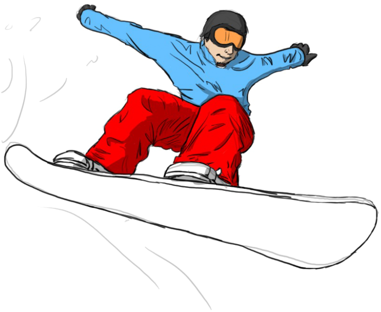 Snowboarder Carving Turn Illustration PNG