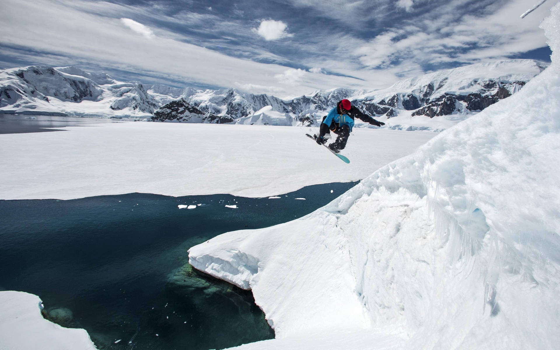 Snowboarding Across Water Wallpaper