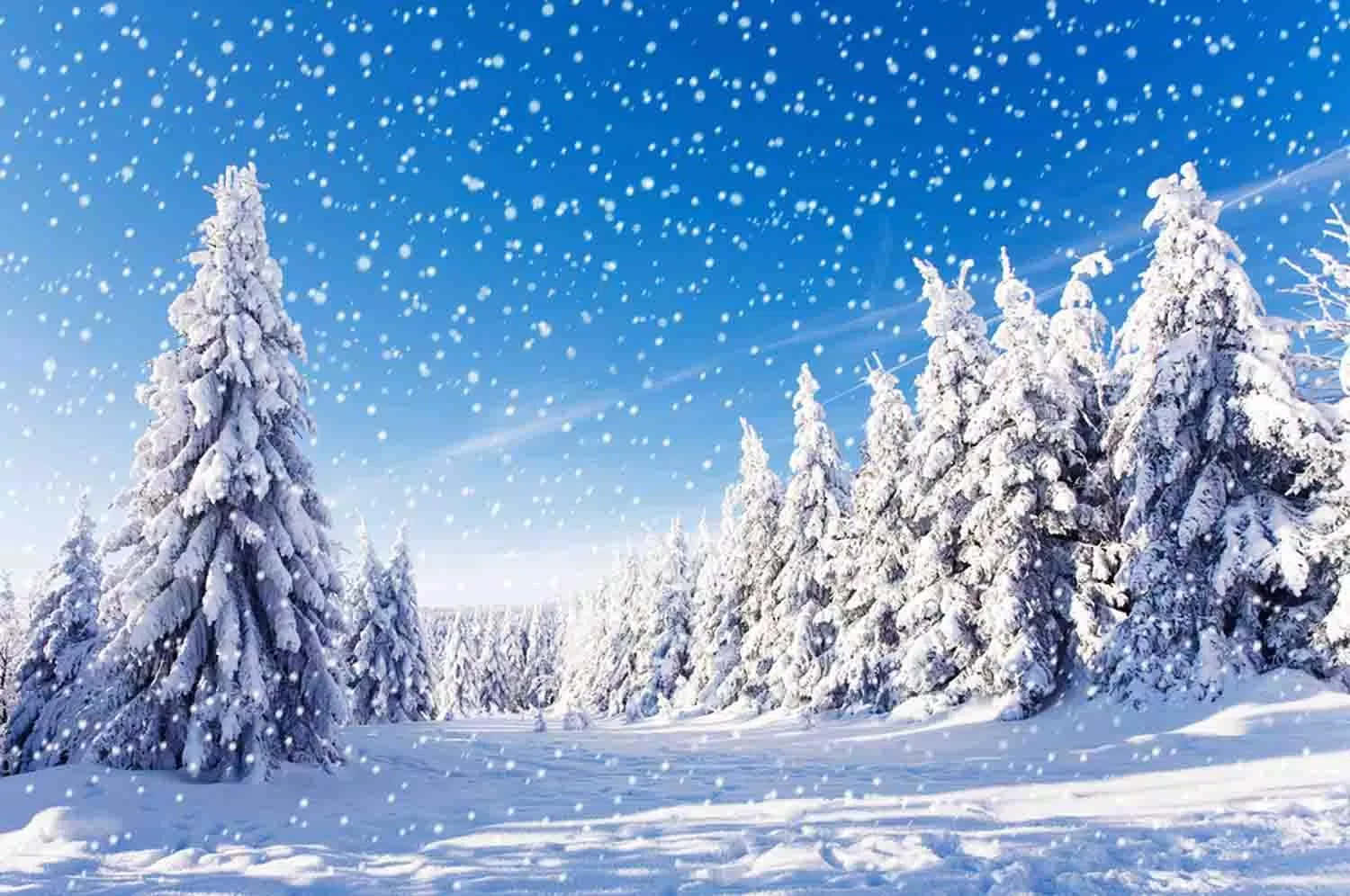 A view of a tranquil snowy landscape Wallpaper