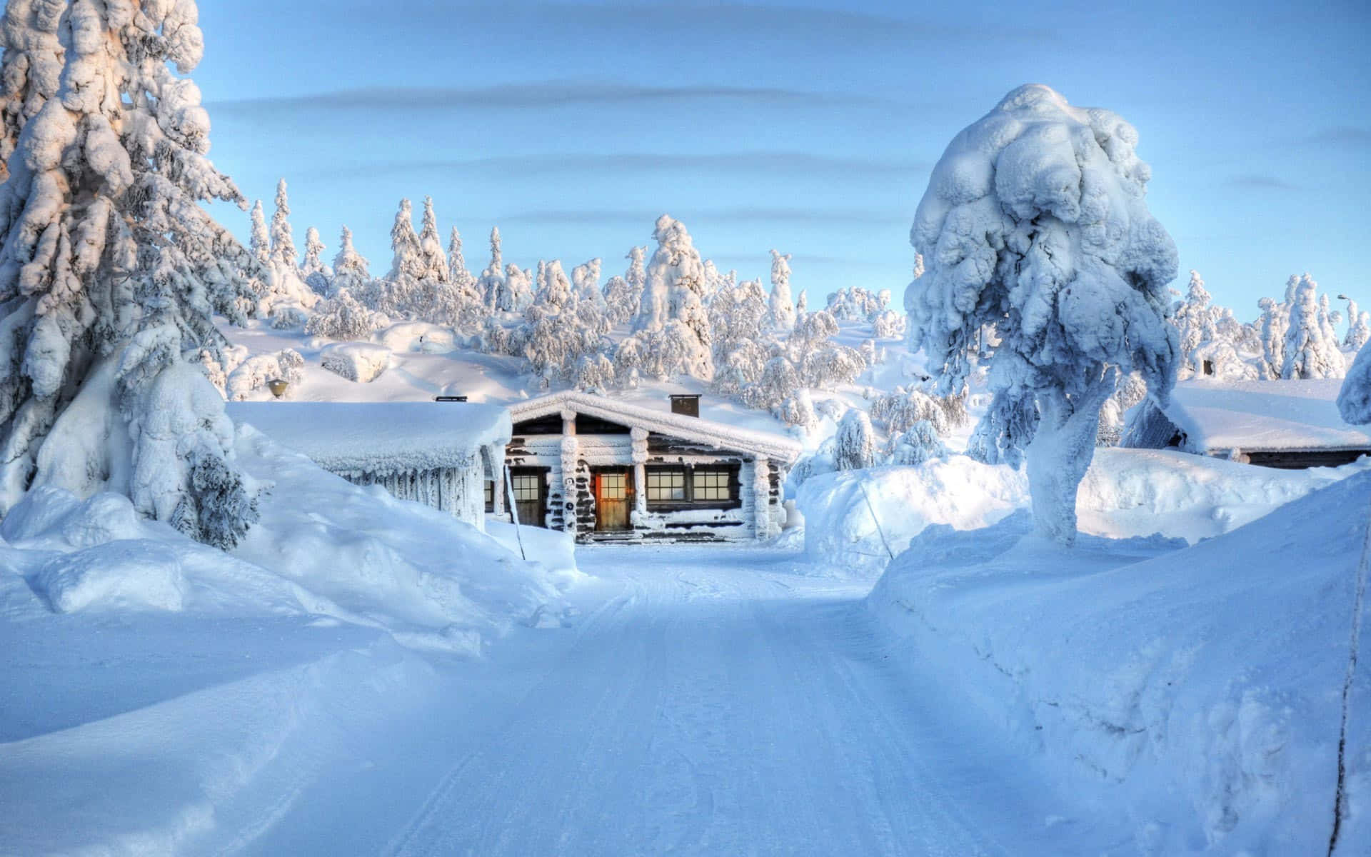 Casadel Villaggio Sotto La Neve. Sfondo