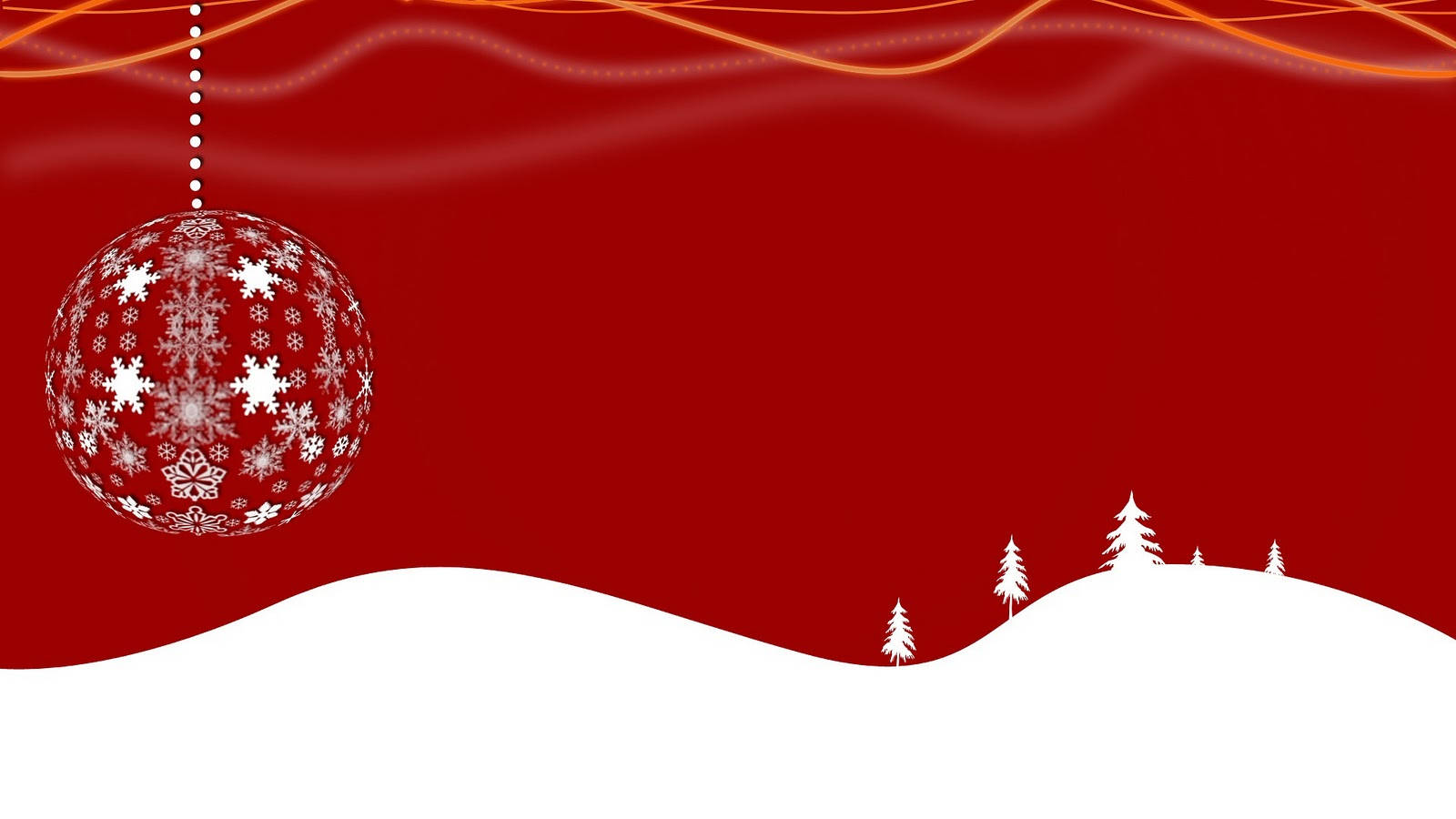 Snowfield On Red Christmas Background