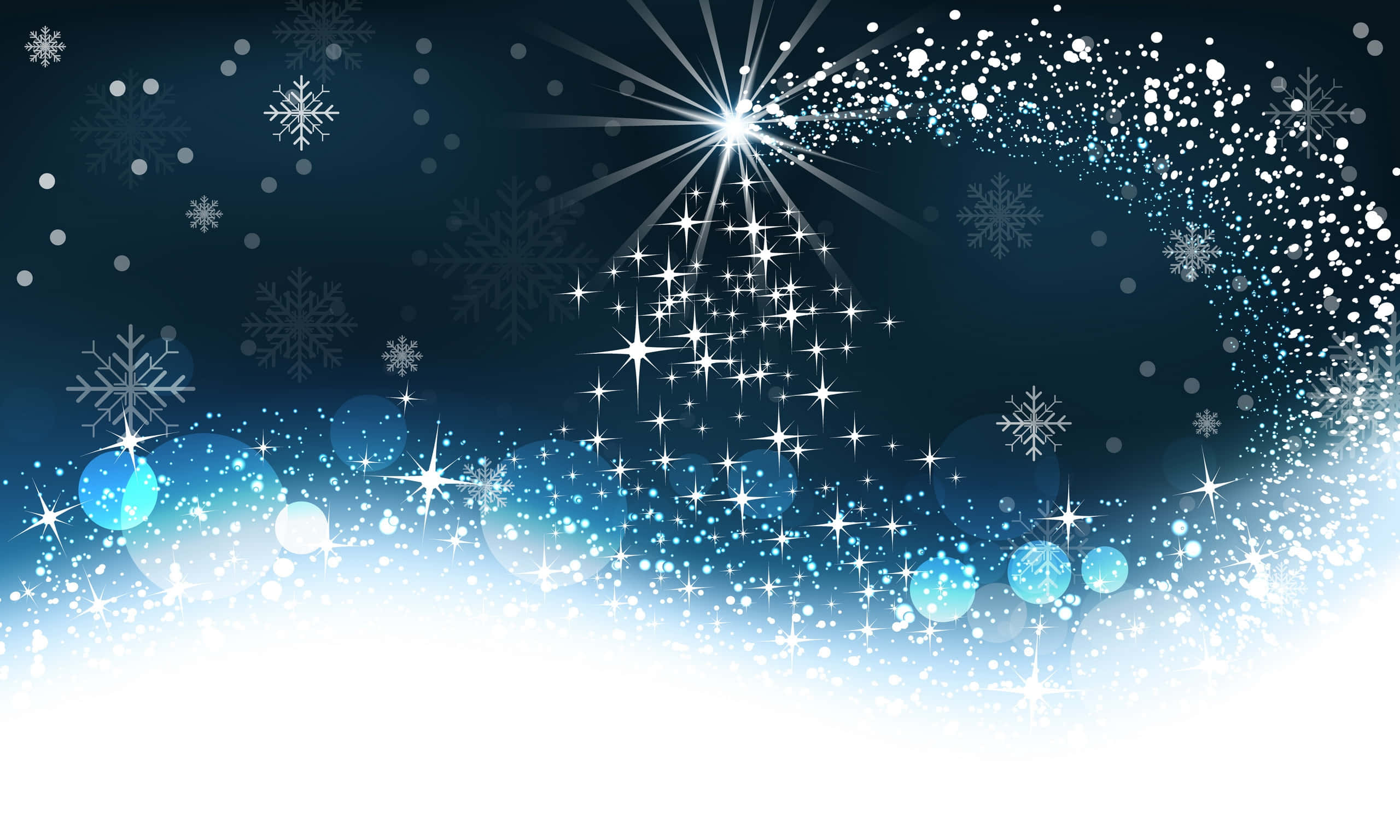 Christmas Background With Snowflakes And Stars