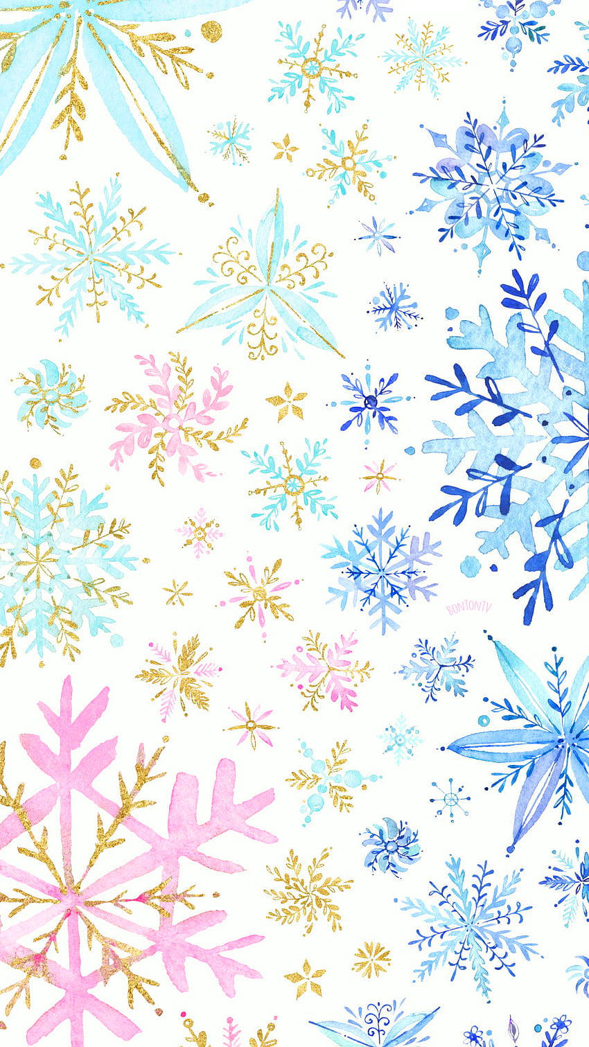 Snowflake With Flowers Iphone Wallpaper