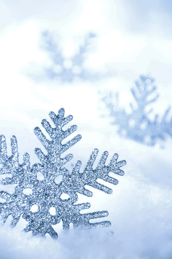 Gorgeous Icy White Snowflakes Background