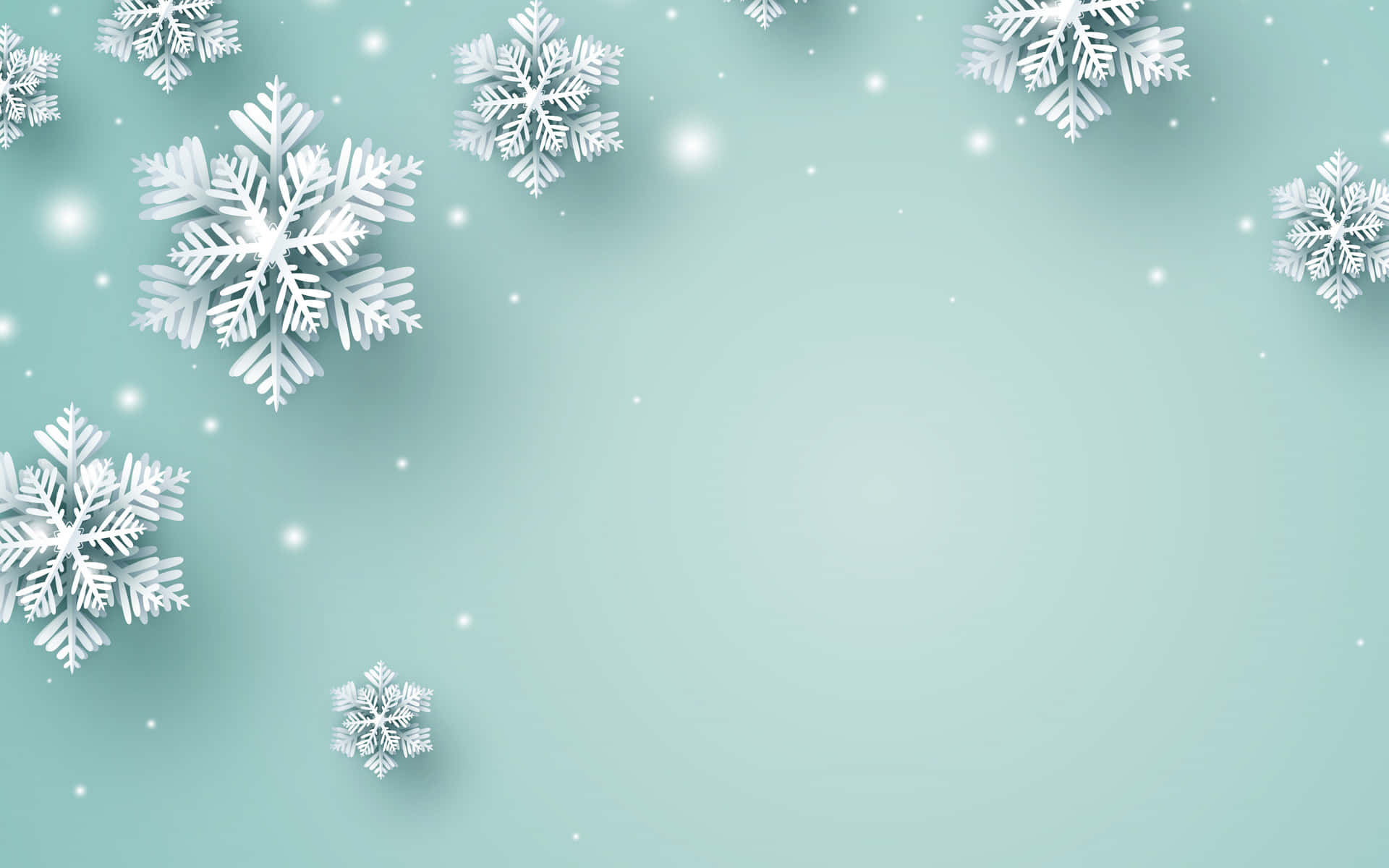 3D White Crystal Snowflakes Background