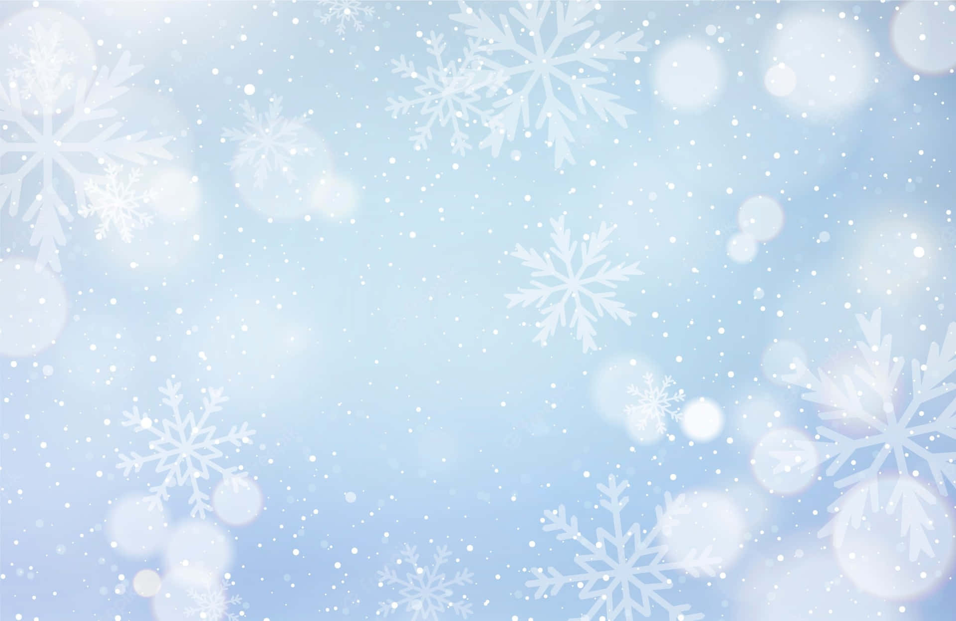 White Blurred Bokeh Snowflakes Background