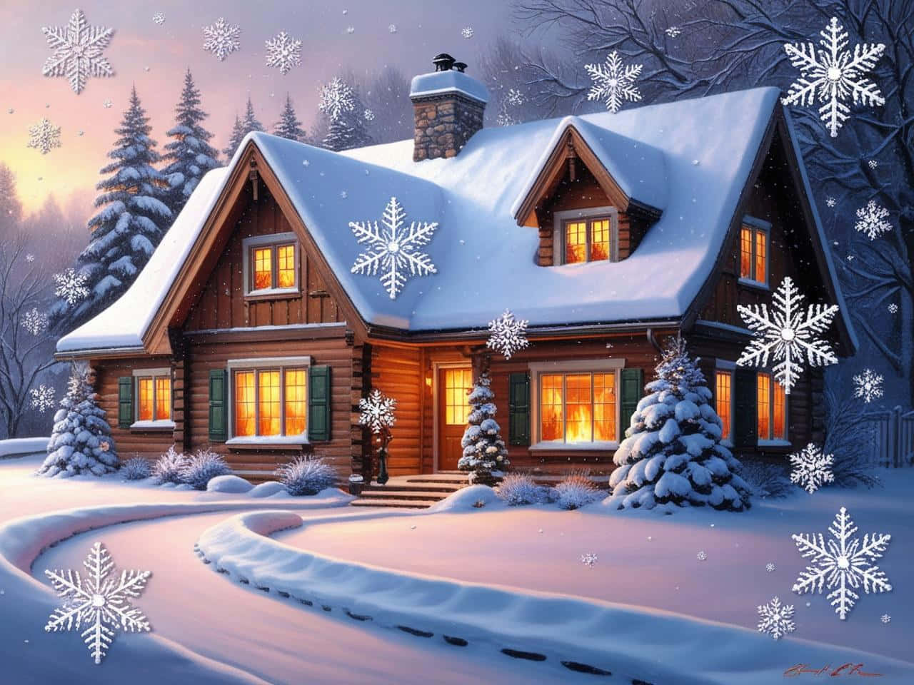 Snowflakes Falling Wallpaper