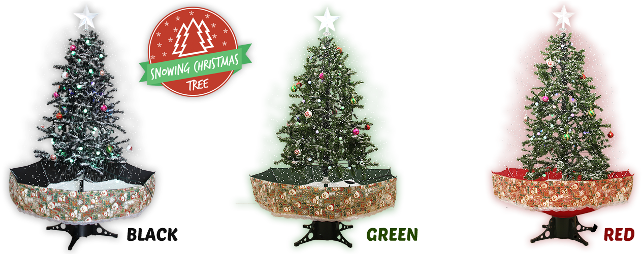 Snowing Christmas Trees Variety Colors PNG