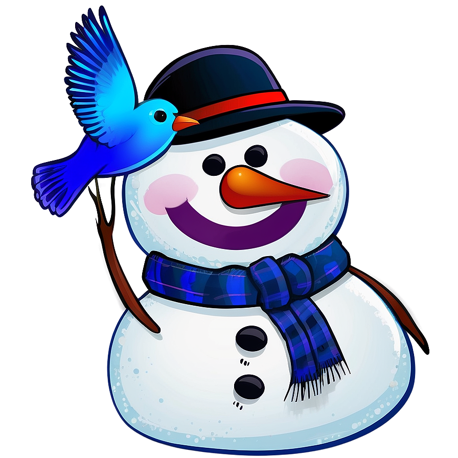 Snowman And Bird Friends Png Wme39 PNG