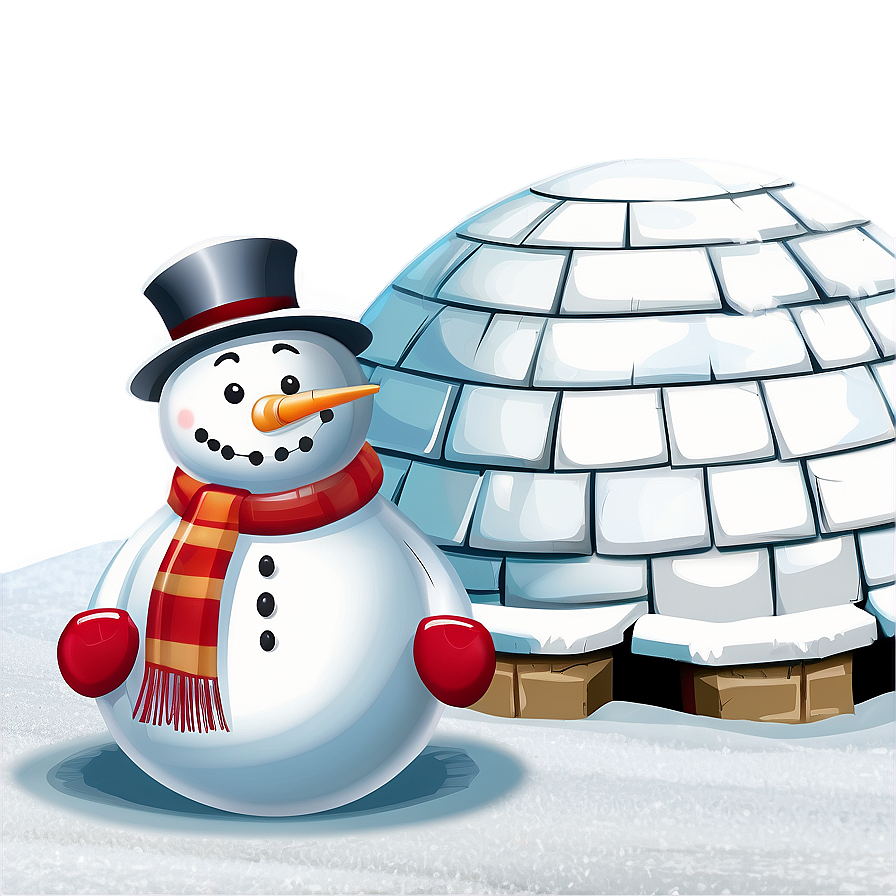 Snowman And Igloo Scene Png 61 PNG