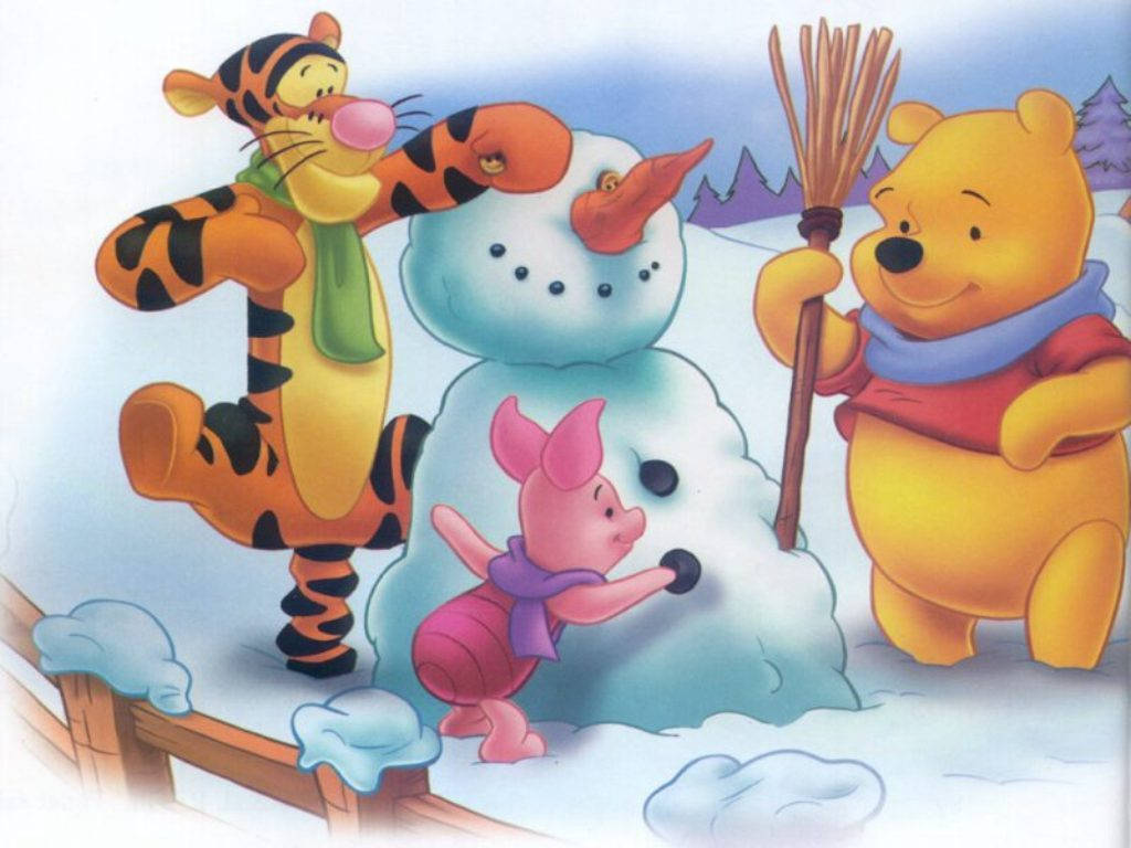 Snowman And Winnie The Pooh Iphone Screen Background