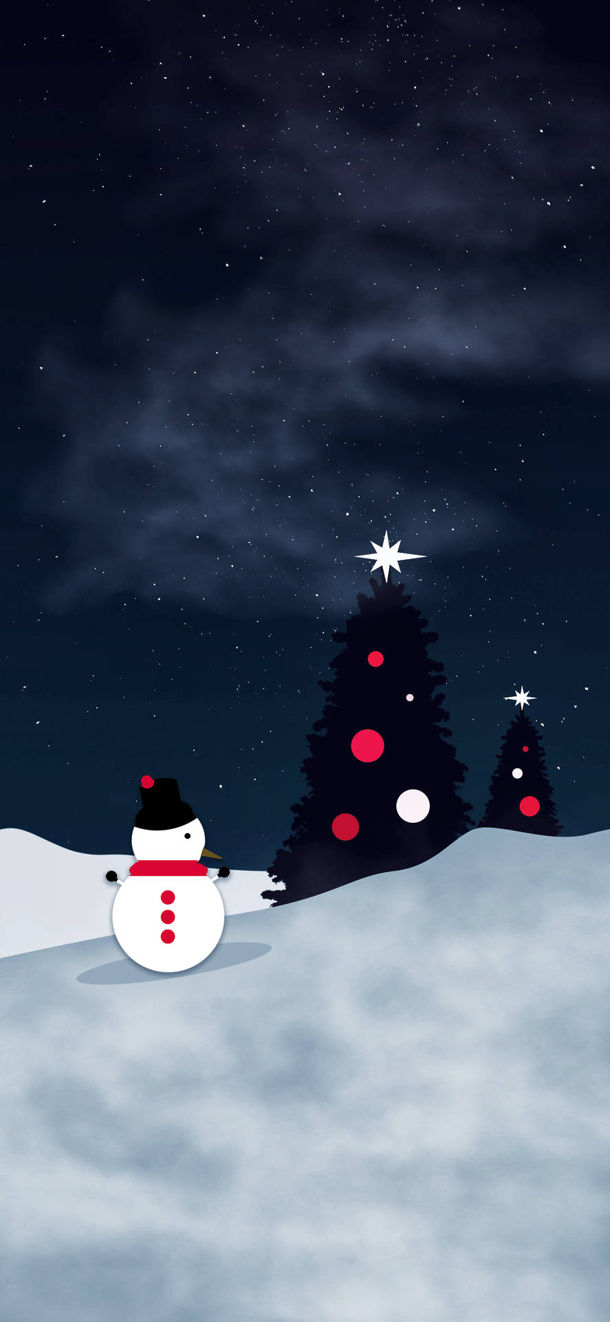 Snowman Black Pine Tree Christmas IPhone Wallpaper