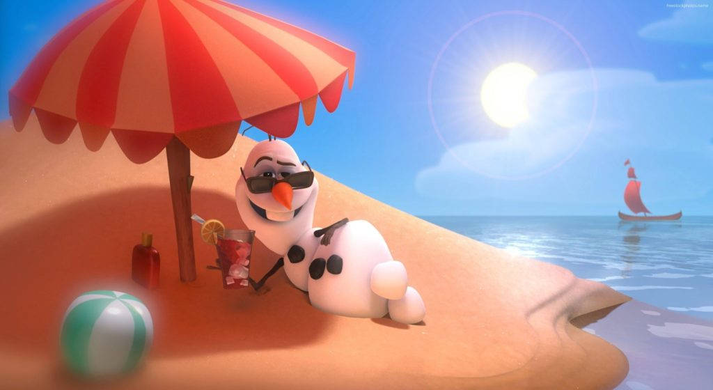 Snowman During Summer Desktop Wallpaper