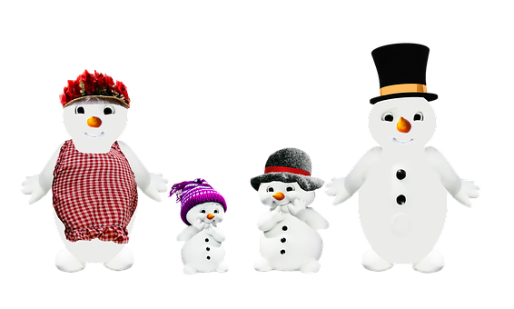 Snowman_ Family_ Portrait_ Black_ Background PNG