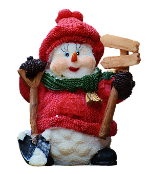 Snowman Figurine Winter Decor PNG