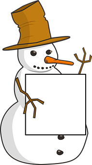 Snowman_ Holding_ Sign_ Illustration PNG