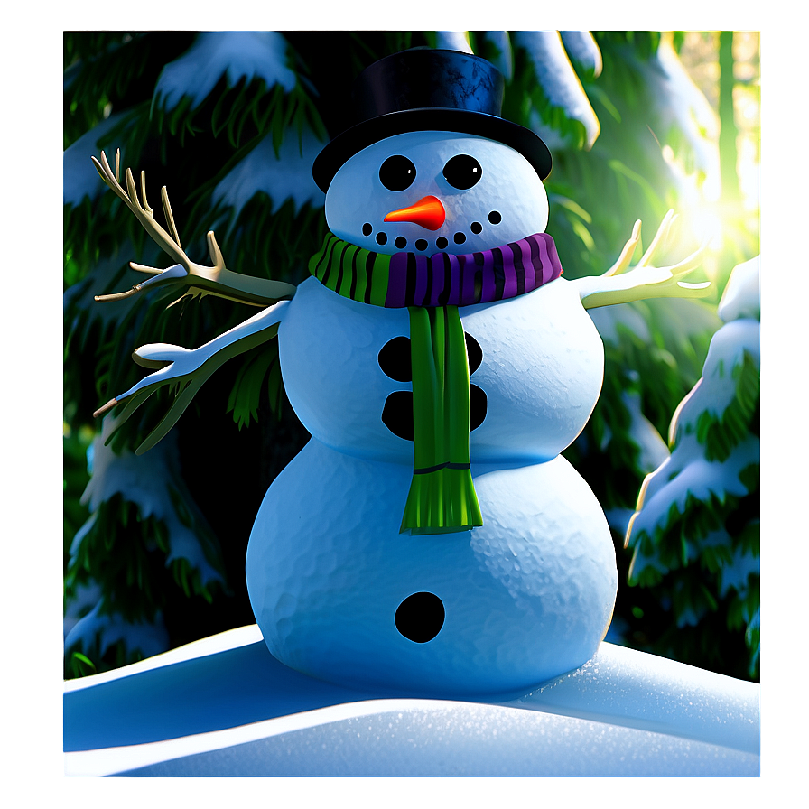 Snowman In Forest Setting Png Ins PNG