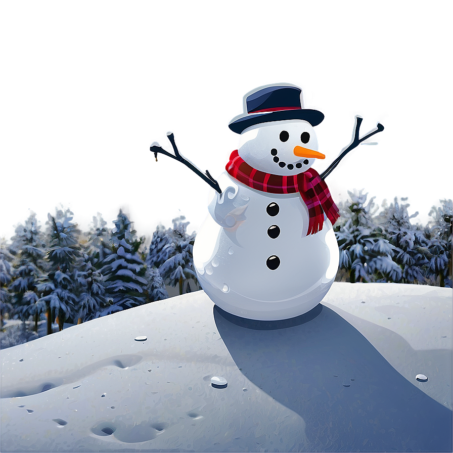 Snowman In Winter Landscape Png Uve PNG