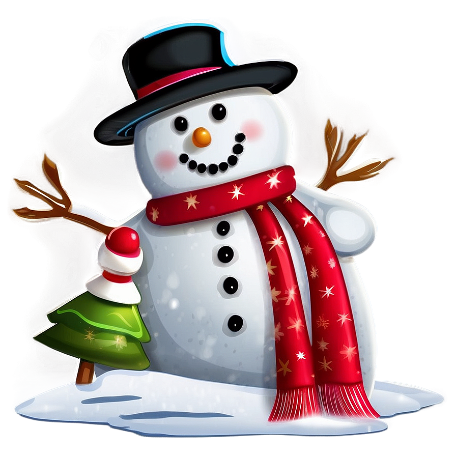 Snowman Merry Christmas Greeting Png 1 PNG