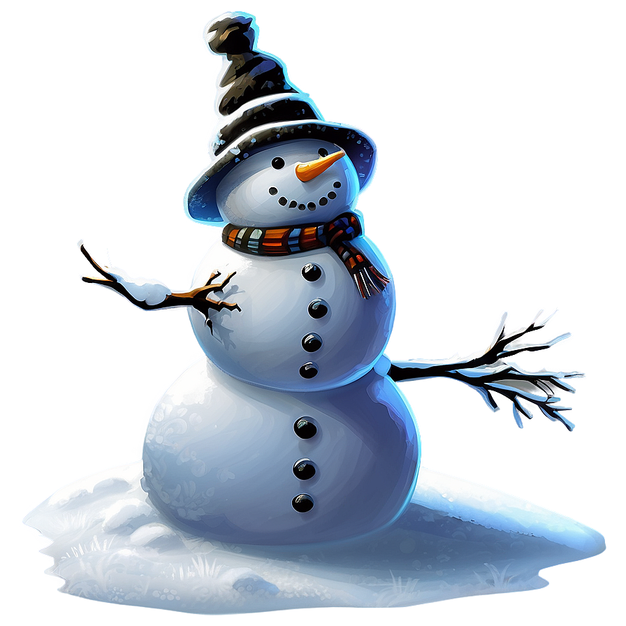 Snowman On Snowy Hill Png Hir PNG
