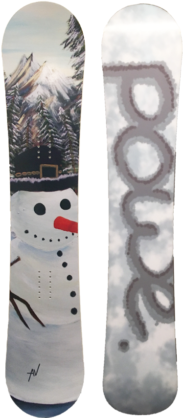Snowman Snowboard Design PNG