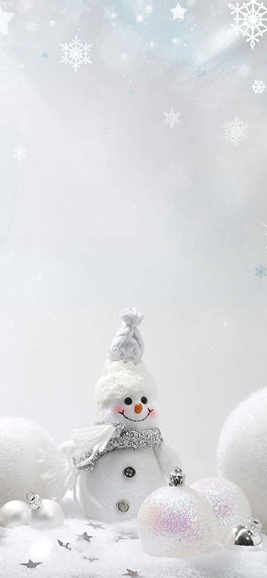 Snowman Sparkle White Christmas Aesthetic.jpg Wallpaper