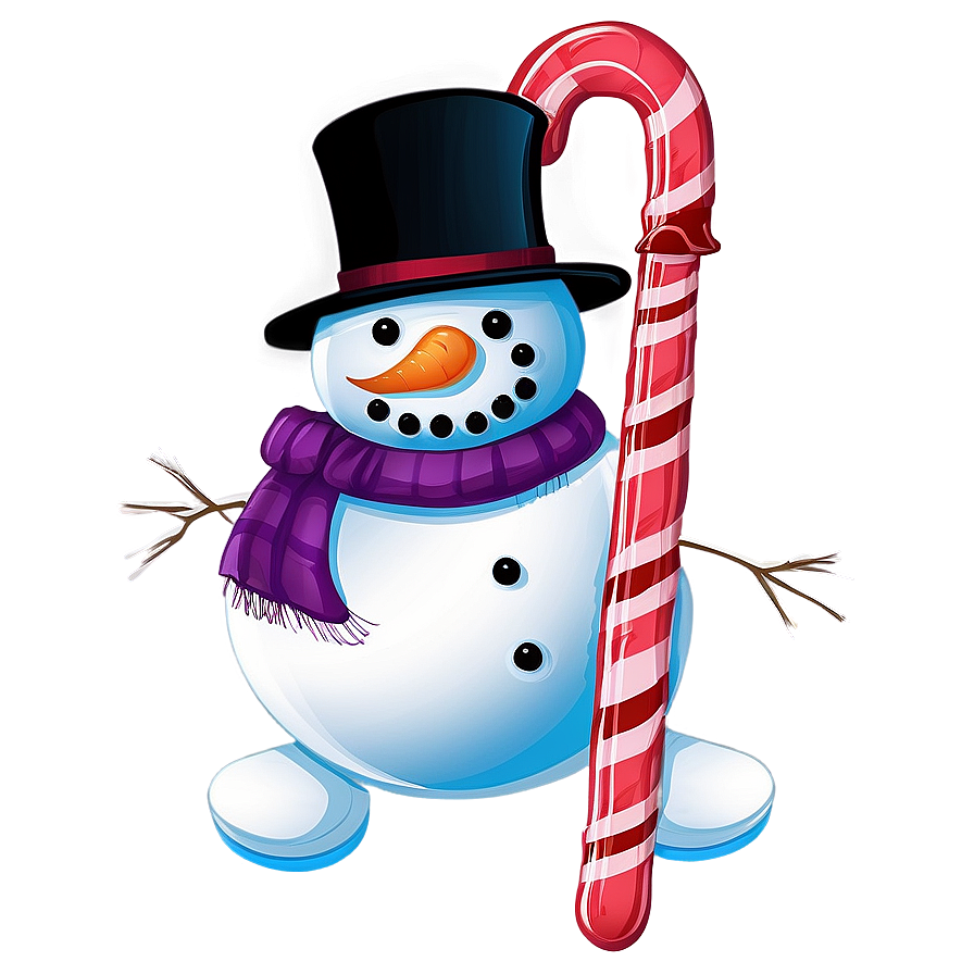 Snowman With Candy Cane Png 94 PNG