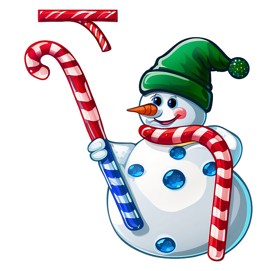 Snowman With Candy Cane Png 97 PNG