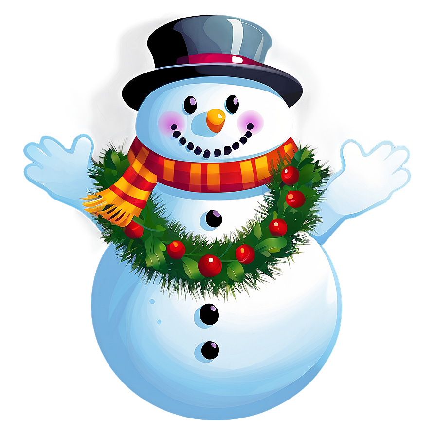 Snowman With Christmas Wreath Png 20 PNG