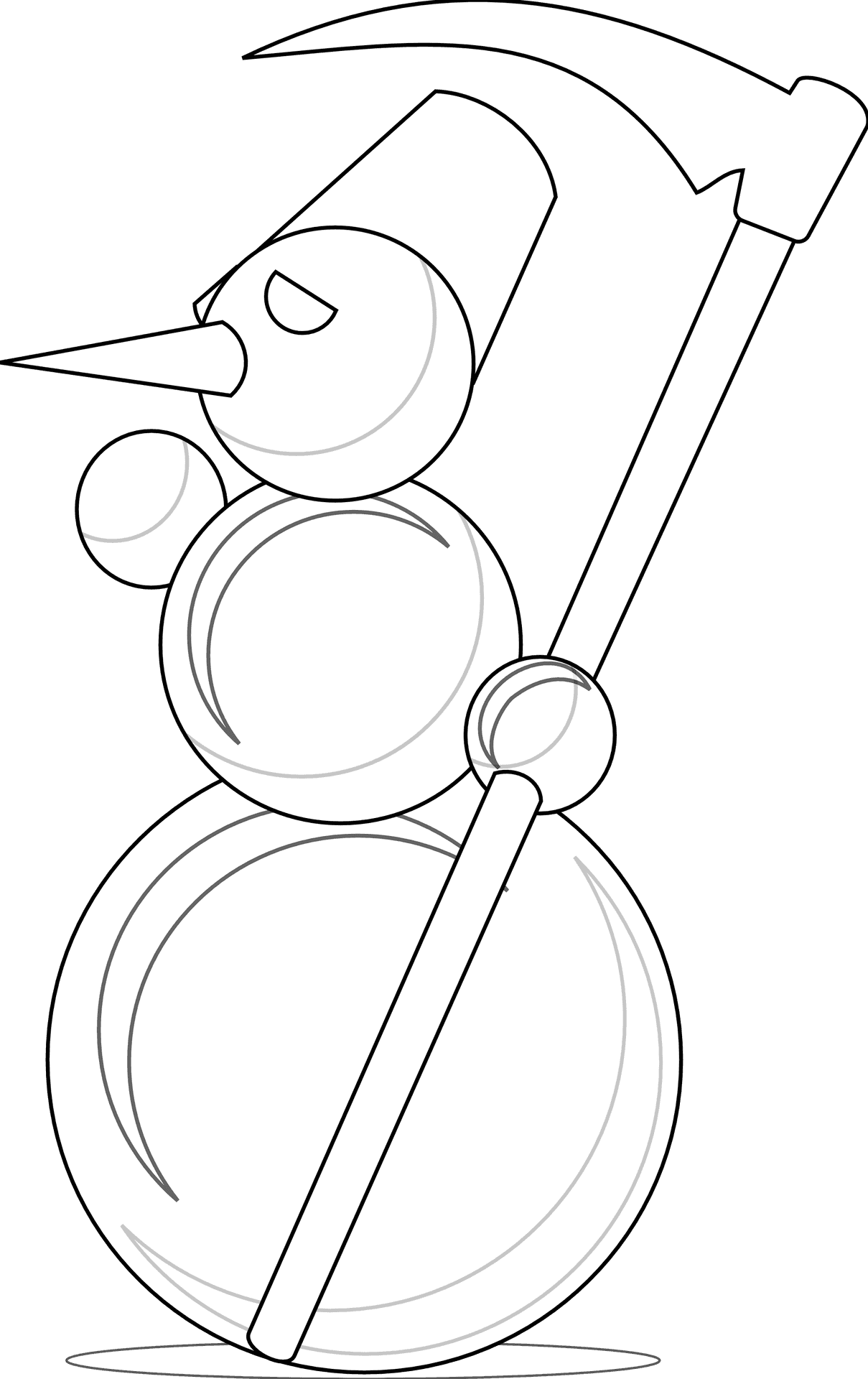 Snowman_ Line_ Art_ Illustration PNG