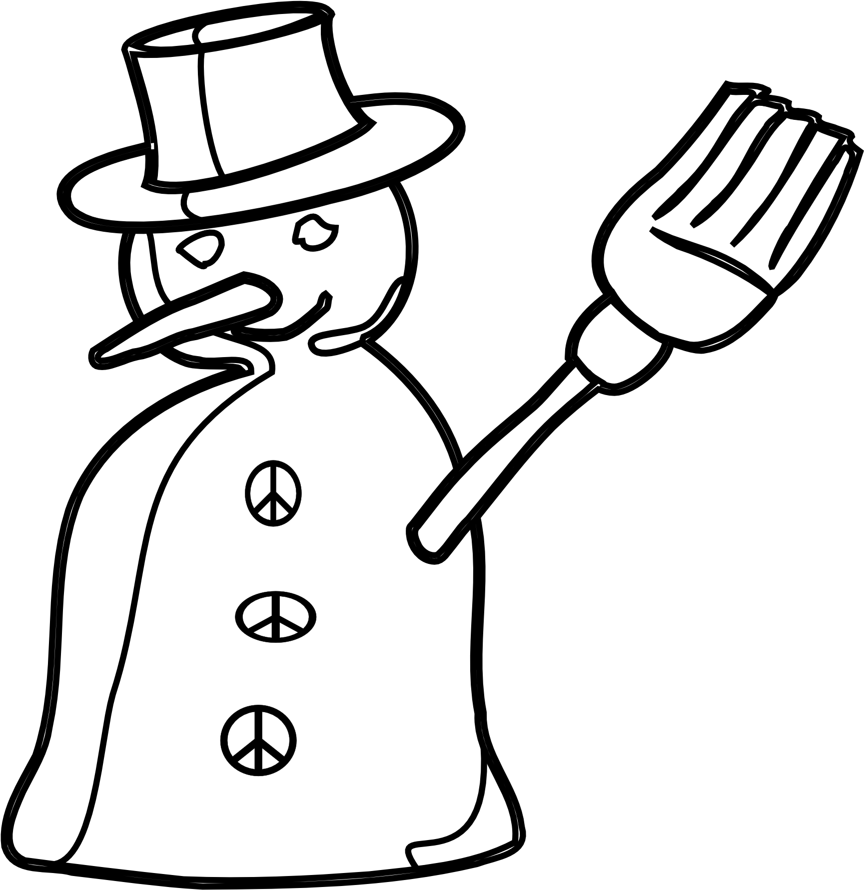 Snowman_ Top_ Hat_ Peace_ Sign_ Broom.png PNG