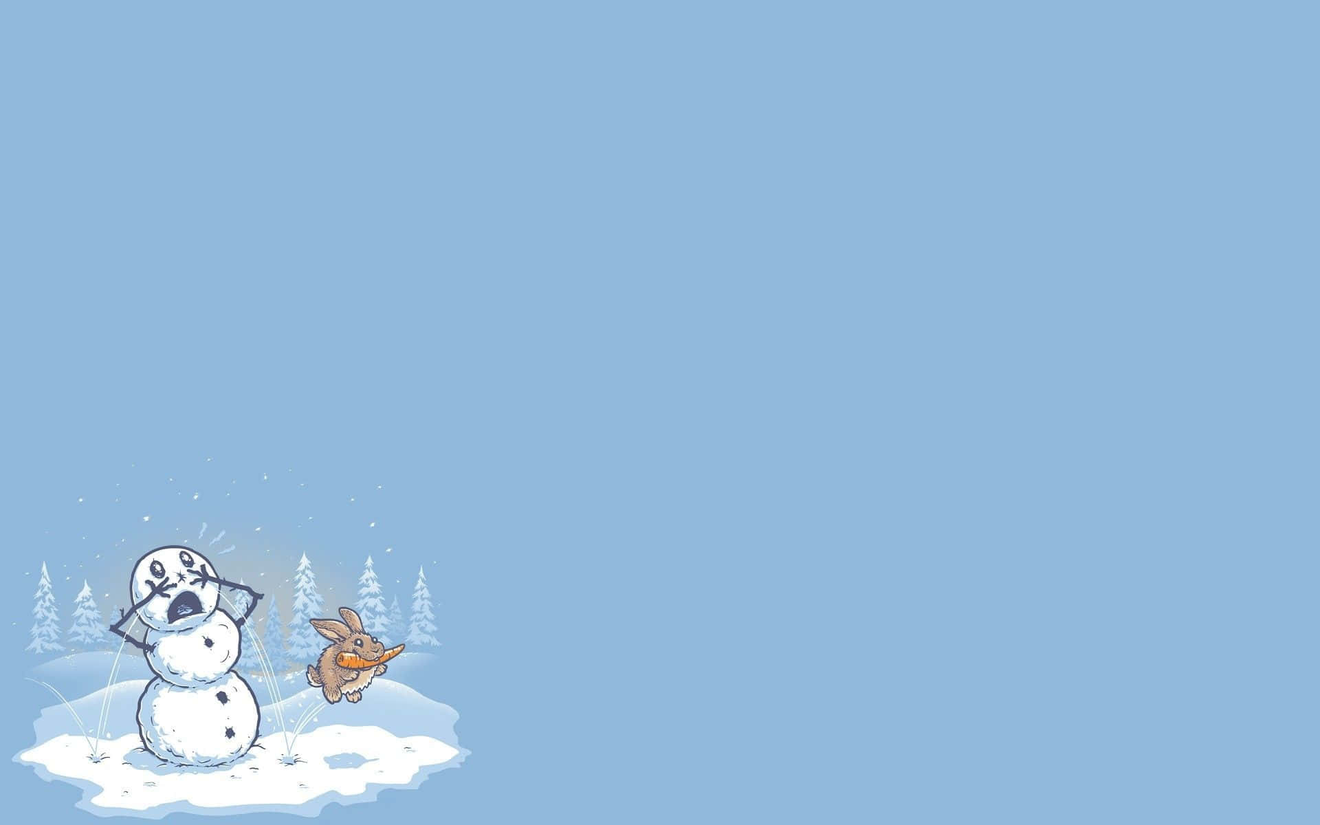Snowmanand Dog Winter Fun Wallpaper
