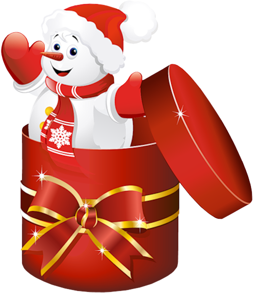 Snowmanin Gift Box Christmas Graphic PNG