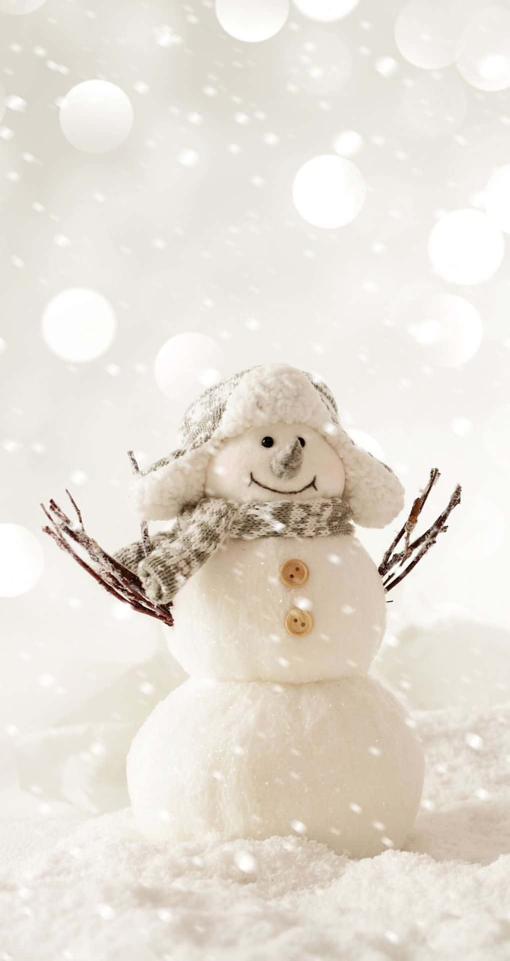 Snowmanin Snowfall White Christmas Aesthetic.jpg Wallpaper