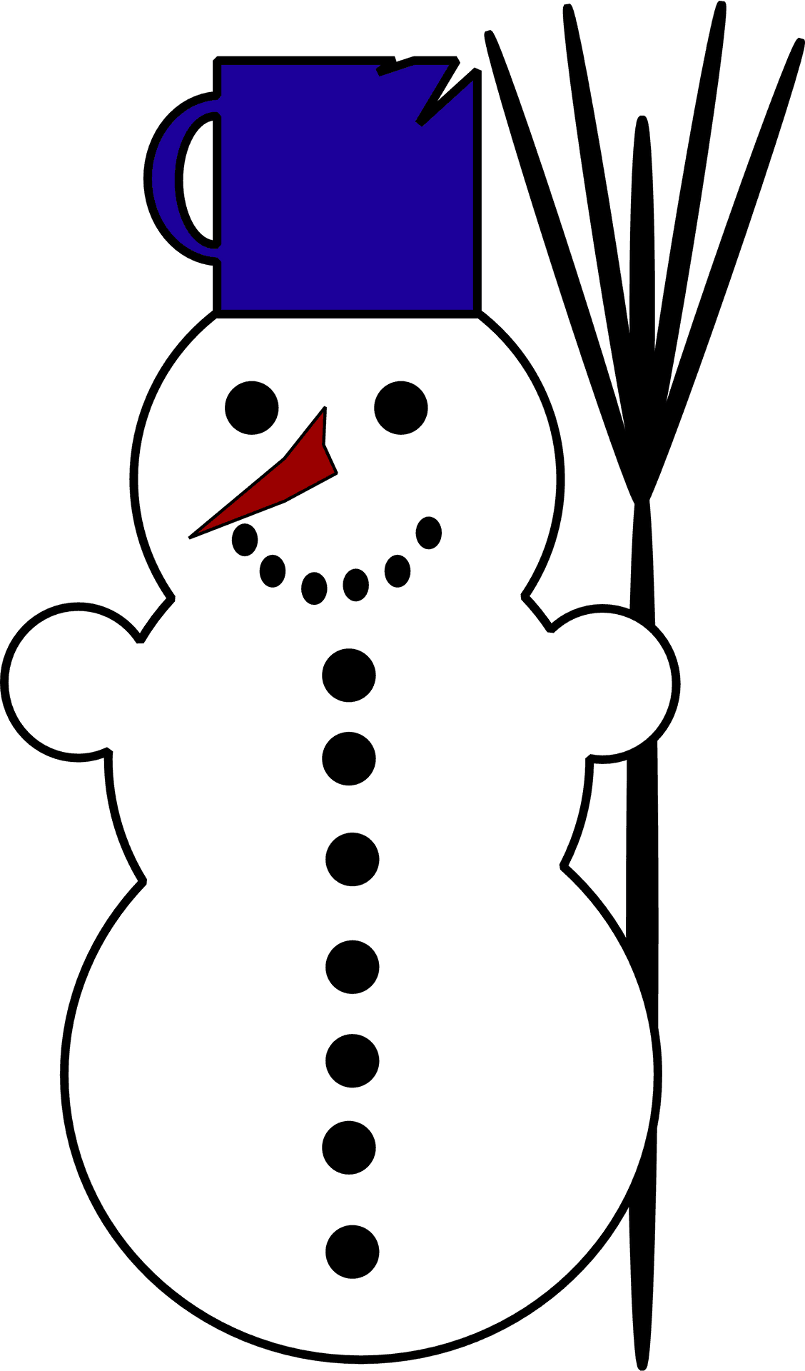 Snowmanwith Top Hatand Broom Clipart PNG