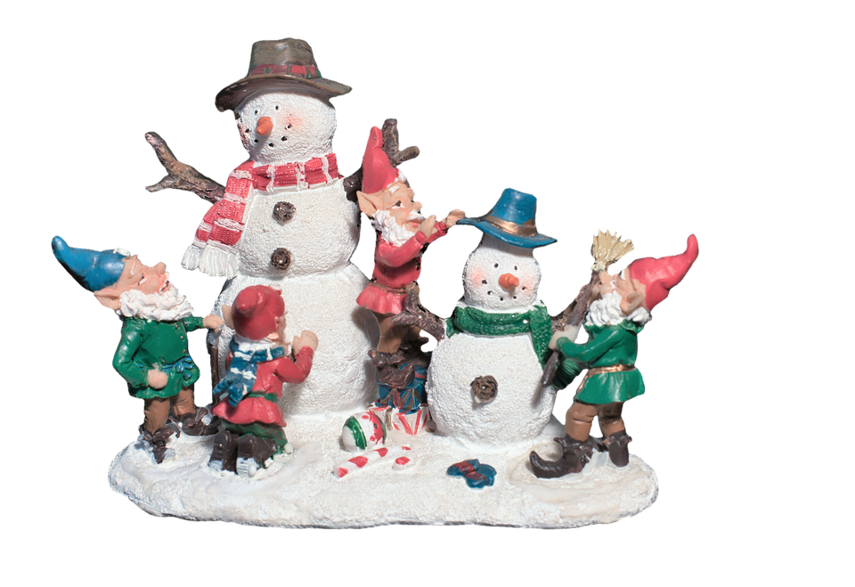 Snowmenand Gnomes Festive Gathering PNG