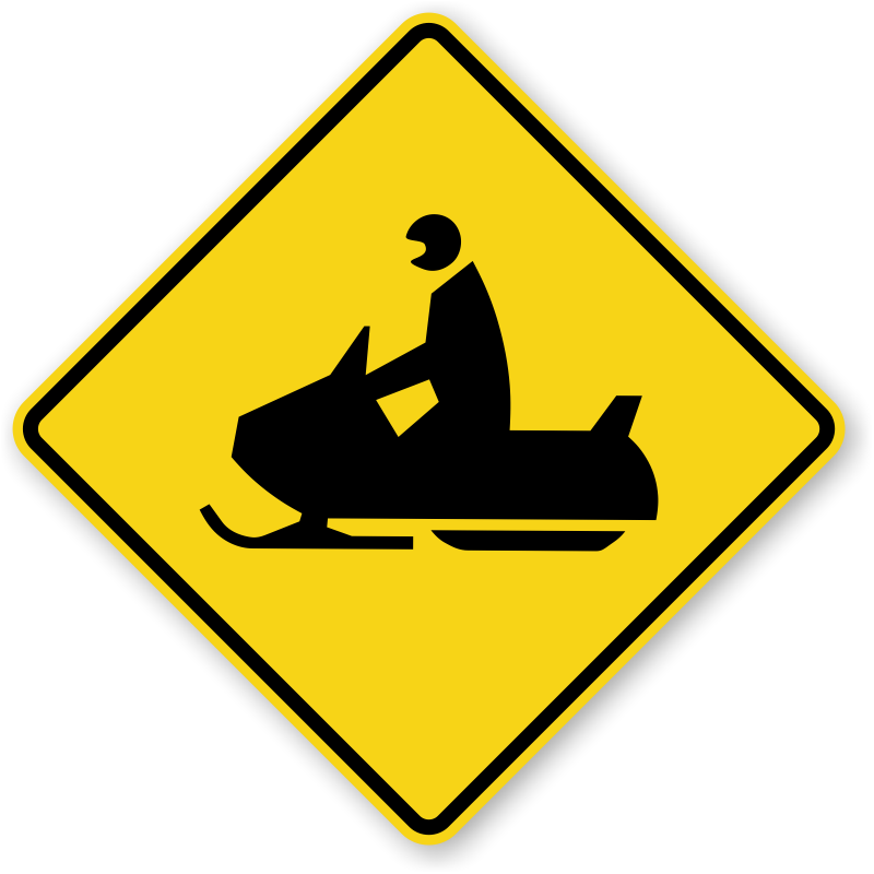 Snowmobile Warning Sign Graphic PNG