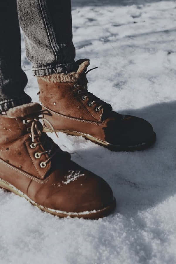 A pair of snowshoes in a beautiful snowy landscape. Wallpaper