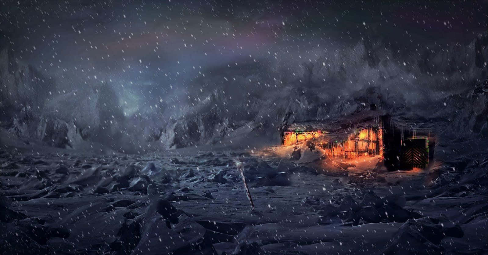 Breathtaking View of a Powerful Snowstorm Wallpaper