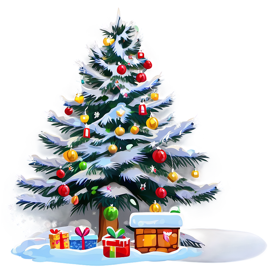 Snowy Arbol De Navidad Scene Png Gad52 PNG