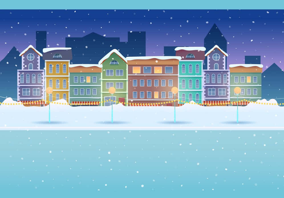 Colorful Houses Snowy Background
