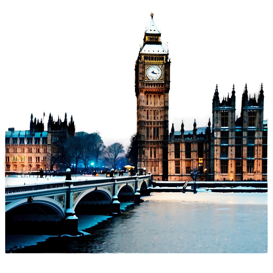 Snowy Big Ben Winter Scene Png Cwc89 PNG