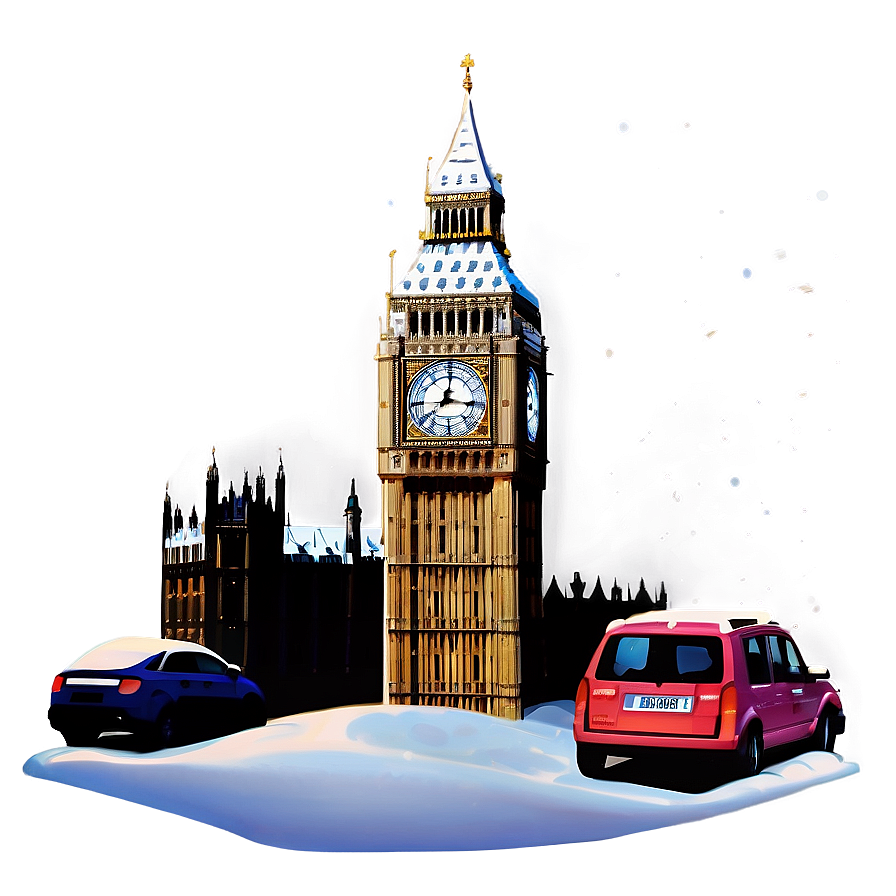 Snowy Big Ben Winter Scene Png Wbf PNG